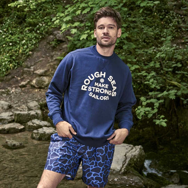 Men's Rough Seas Make Strong Sailors Navy Sweatshirt